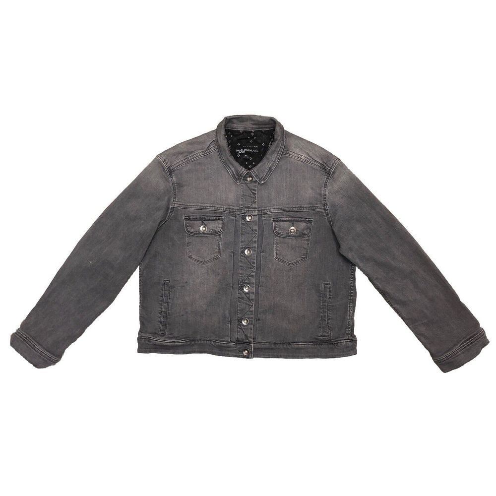 Lee Platinum Label Women's Denim Short Trucker‎ Jean Jacket Gray Stretch XL